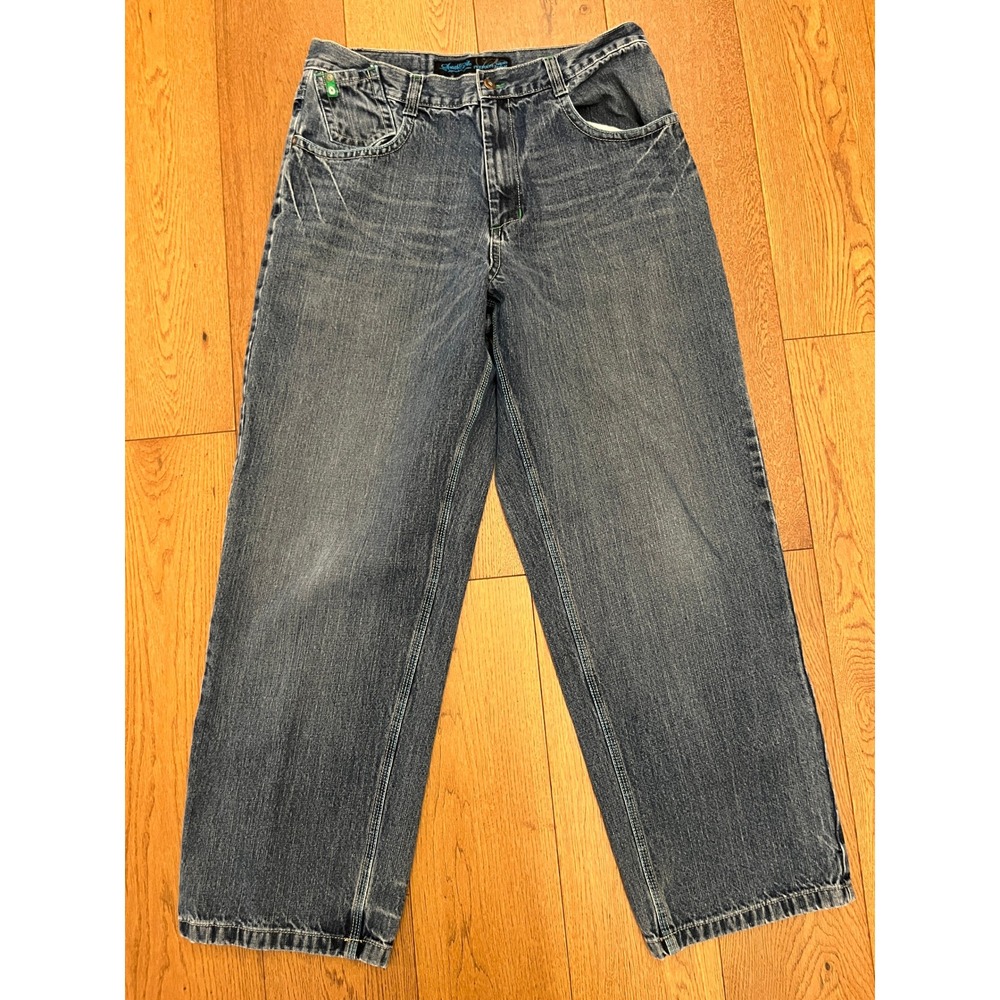 Southpole Premium Denim Mens Baggy‎ Wide Leg Jeans Blue Y2K Streetwear 36x29